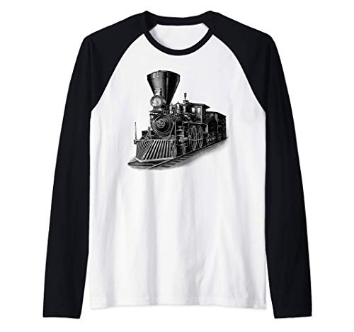 Locomotora Tren de vapor Locomotora ferroviaria Camiseta Manga Raglan Cover