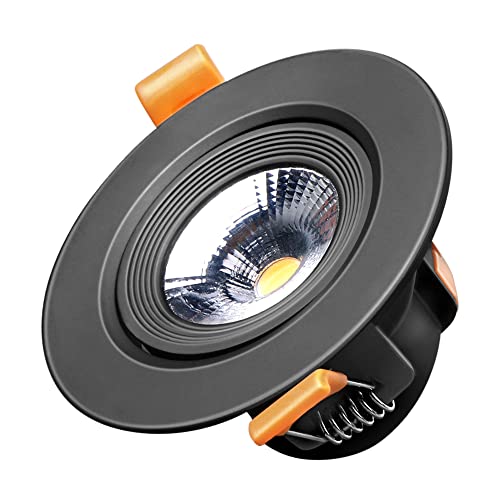Image of KOLORS 5W, Warm White, Spot Light | Tiltable | Spot recessed COB Light | Focus Light for Ceiling | Down Ceiling Light | Ceiling pop Light | Accent Lighting, Round, Black
