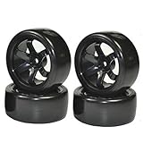 LAFEINA 4pcs 1/10 RC Drift Car Tires and Wheel Rims for Traxxas HSP Tamiya HPI Kyosho On-Road Drifting Car