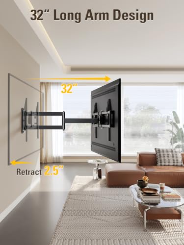 Image of Mounting Dream Corner TV Wall Mount Long Arm Swivel Tilt for 37-75 Inch TVs