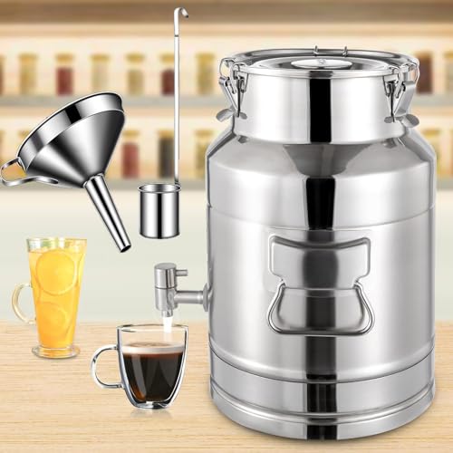 DONGGANSHI Tarros de Acero Inoxidable 201 para Alimentos, dispensadores de Bebidas heladas con Grifo, recipientes para líquidos con Tapa sellada, Plateados, 22 l/5,8 galones