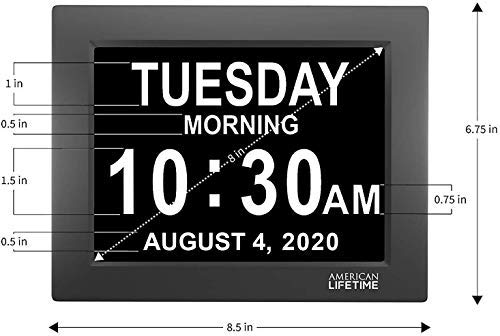American Lifetime 【New 2023】 Dementia Clock Large Digital Clock For Seniors, Digital Clock Large Display With Custom Alarms, Clock With Day & Date For Elderly, Large Number Digital Clock Black #TOP1