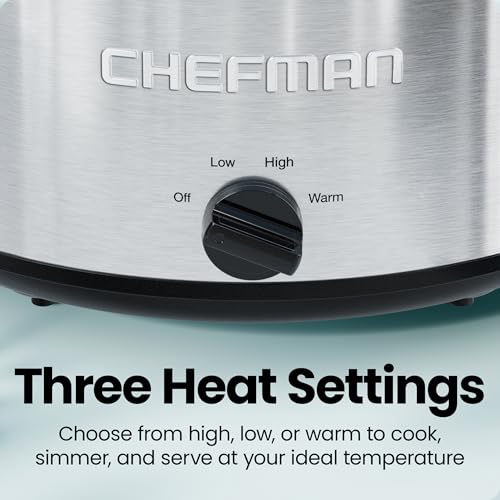 Chefman Slow Cooker 7 Quart, Large Family Size Slow Cooker with Low, High & Warm Settings, Removable Ceramic Crock, Tempered Glass Lid, Dishwasher-Safe for Easy Cleanup, Stainless Steel - image 4