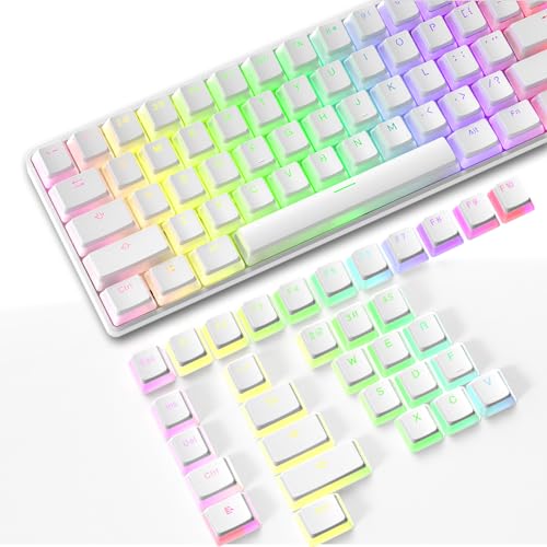 PBT Pudding Keycaps avec Extracteur de Clé,108 Touches Double Shot Couche Translucide,Profil OEM,Disposition ANSI US pour Clavier Mécanique 61/68/84/96/104/108 RVB,pour MX Cherry/Gateron/Kailh Switch