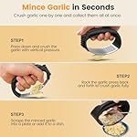 Garlic Press,Stainless Steel Garlic Mincer Crusher,Easy to Use and Clean,Ergonomic Handle,Easy Kitchen Gadget for Effortless Smashing,Kitchen Essentials,Home and Kitchen Utensils Accessories,Cooking - Image 3