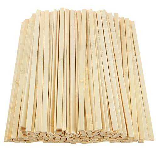 200 PCS Natural Bamboo Sticks Wooden Sticks for Crafts - 11.8 Inch Long Wood Strips for Crafts - 3/8 Inch Width Bamboo Flat Sticks for Crafting, Arts Projects - Thumbnail 5