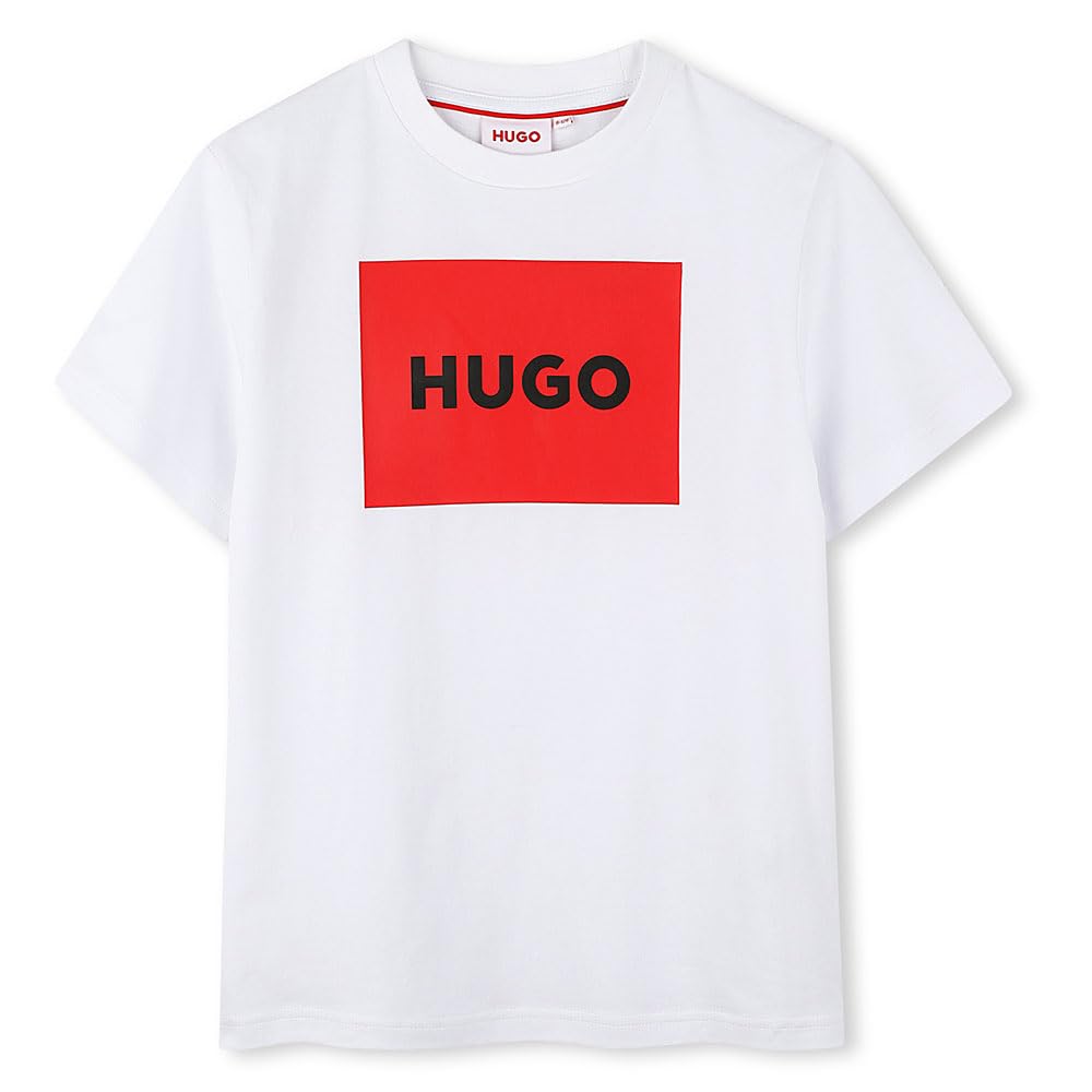 Hugo White Kids Cotton Large Box Logo T-Shirt Juniors 6 Years