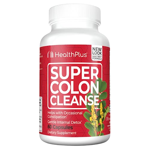 Health Plus Super Colon Cleanse Digestive Support | Constipation Relief to Reduce Bloating with Probiotics, Senna Leaf, & Psyllium Husk | More than 1 Cleanse, 60 Capsules