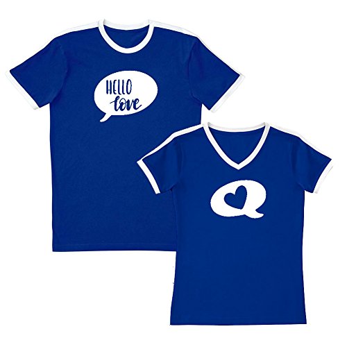 We Match! Hello Love Matching Couples Soccer Ringer T-Shirt Set
