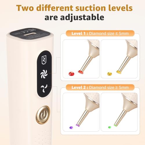 Electric Diamond Painting Pen | Vacuum Suction Diamond Art Pen (No Wax Needed) | 2-Speed Cordless Drill Picker Tool with Type-C Charging | Ergonomic 5D DIY Accessories for Adults - White - 2