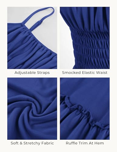 Image of GRACE KARIN Women's Summer Maxi Dress 2026,Smocked Ruched Bust Sundress with Adjustable Straps & Pockets-Beach Vacation Dress