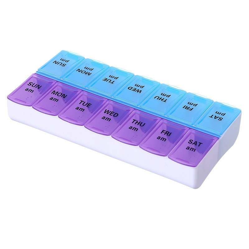 7 Day AM PM Weekly Pill Box Organiser Travel Dosset Box Portable Tablet Pill Case Medicine Storage Box Pill Dispenser | Medication Organizer - 2 Times a Day for Pills/Fish Oil/Vitamins