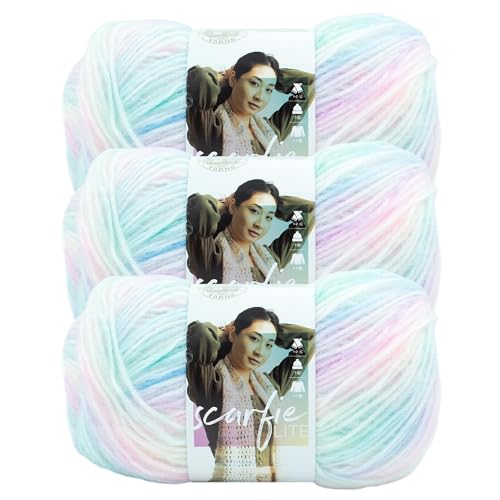 Image of Lion Brand Yarn, Scarfie Lite Crochet Yarn, Seaglass, Multicolor, 3 Pack