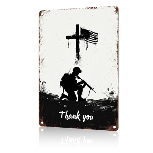 macago Memorial Day American Veteran Soldier Yard Targa metallica Always Remember Our Heroes Patriotic American Sign Military Soldiers Outdoor Tin Sign 20,3 x 30,5 cm