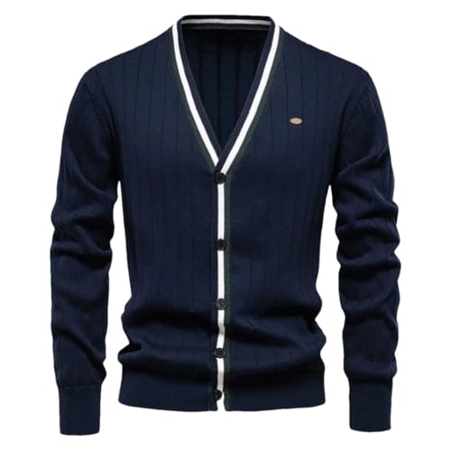 Men's Cotton Cardigan Sweater V Neck Button-Up Knit Sweaters