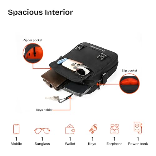 Image of Nasher Miles Premium Sling Bag | Crossbody Bag | PU & Polyester One Shoulder Bag| Multipurpose Travel Bag | Ideal for Daily Use, Office, Travel, Hiking