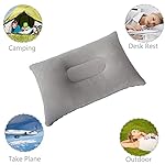 2 Pack Ultralight Inflatable Pillow Small Squared Flocked Fabric Air Pillow Beach Pillow for Hiking,Camping,Traveling,Napping,Desk Rest,Neck Lumbar Support(Gray) - Image 5