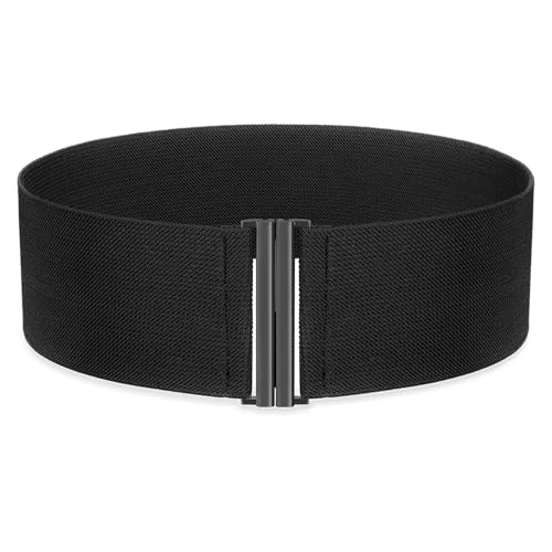 SANSTHS Women Wide Elastic Belts for Dresses Corset Waist Belts Ladies Cinch Belts Thick Stretchy Waistband black S