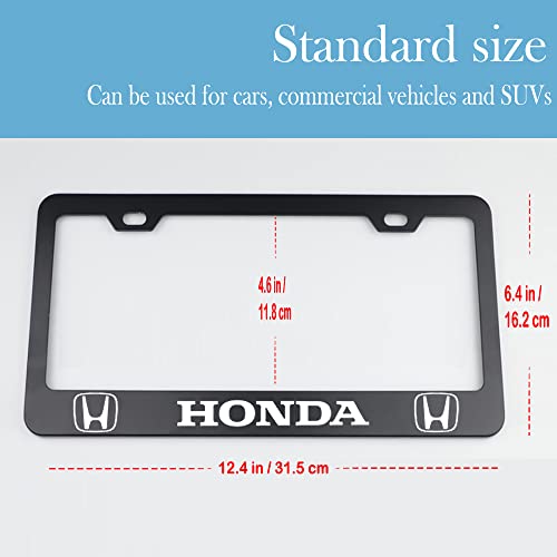2 Pieces Fit Aluminum Alloy Black License Plate Frame , Applicable To Standard Us License Plate Frame (Fit For H.n.da Black) #TOP2