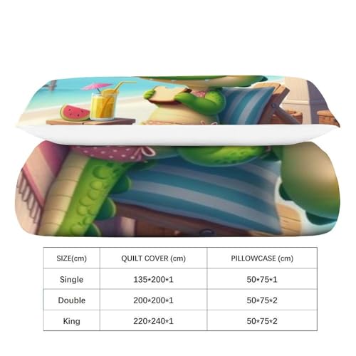 Housse de couette single crocodile en microfibre douce et facile à laver sans repassage - 4