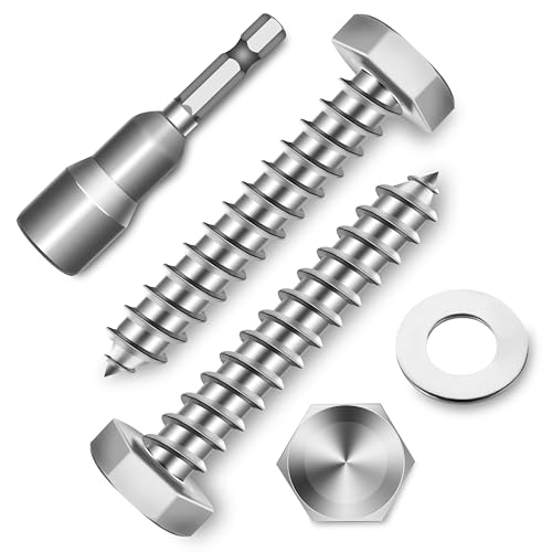 (20-Set) 1/4 x 1-1/2" Lag Screws for Wood, Stainless Steel Heavy Duty Hex Head Lag Bolts, ASME B18.2.1 Commercial/Industrial Grade Mounting Screws Bolts Kit by Marysino