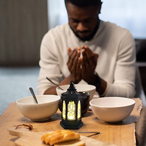 Eid Candle Lanterns Ramadan Lantern Lamps Eid Mubarak LED Lights Ornaments Muslim Party Lantern Crafts for Muslim Islam Festival Tabletop Lanterns (Yellow) - Afbeelding 6