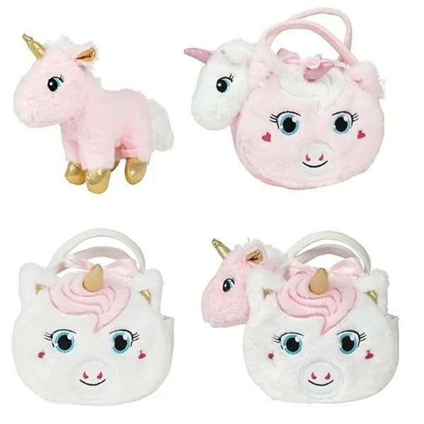 Toi-Toys Peluche licorne dans un sac licorne avec corne pailletée