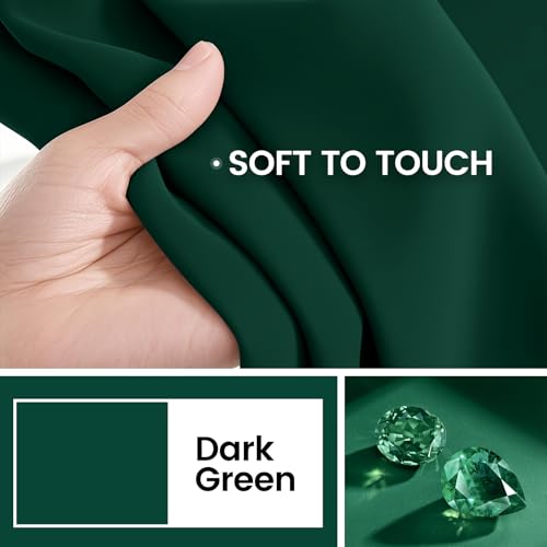 Image of COSVIYA 100% Dark Green Blackout Curtains for Kids Room 72 Inches Length