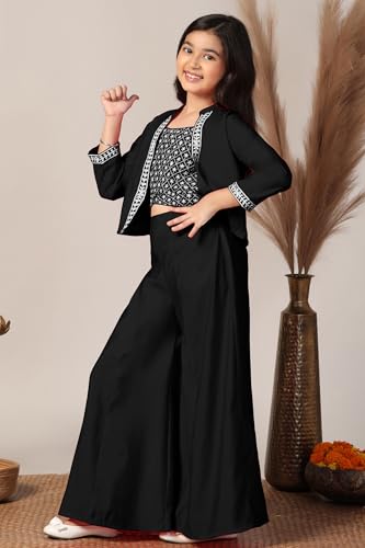 Image of Fashion Dream Girl's Silk Blend Ethnic Top and Palazzo Set |Kids Salwar Suit Set|Indo Western Set
