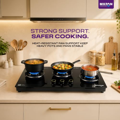 Image of Milton Magnus 3 Burner Gas Stove Hobtop | Built-In Hob with Auto Ignition
