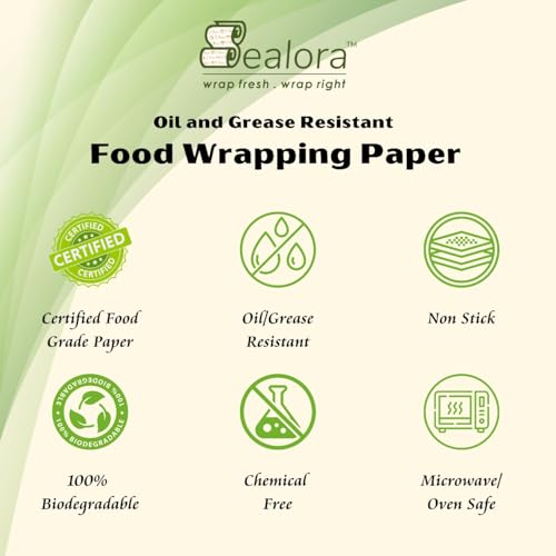 Image of 100 Sheet Food Wrapping Paper Sheets for Roti, Paratha, Sandwich & Burger | 100% Organic Wood Pulp, Biodegradable, Oil & Grease Resistant, Non Stick, Microwave & Oven Safe | Pack of 4