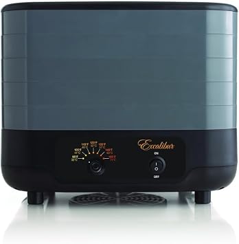 Excalibur ECB50B EZ Dry 5-Tray Stackable Electric Food Dehydrator With Temperature Control Featuring Heat Sensor Includes Mesh Screens, Yogurt Cups and Fruit Roll Sheets BPA Free, 5-Tray, Black