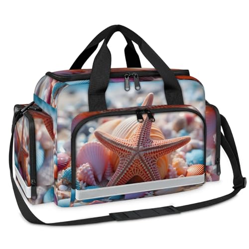 Anti-Scratch Duffle Bag for Travel 25x17.7x11.2 Inch - Waterproof Duffel Bag for Camping Fitness, Durable EMS Gear for First Responders Beautiful Starfish Shells