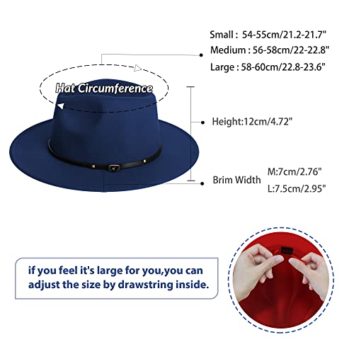Image of jingsha Fedora Hats for Men & Women Wide Brim Fedora Felt Panama Hat Men's Dress Hats with Belt Buckle