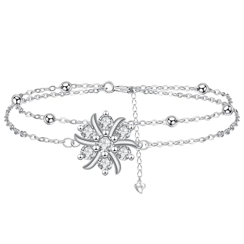 Micory Pulseras Copo de Nieve para Mujer,Plata de Ley 925 Pulsera...