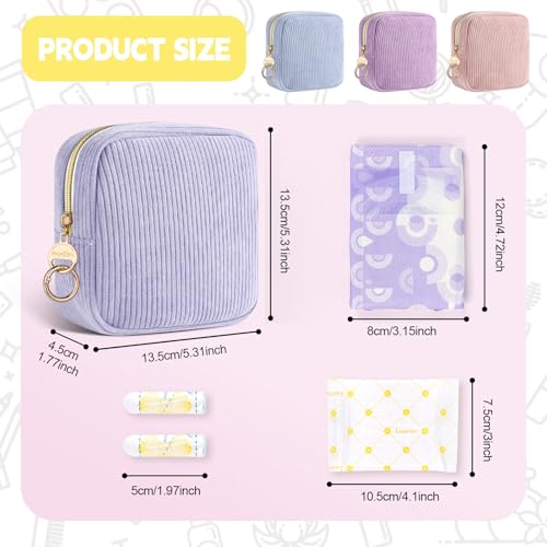 Image of Period Bag for Teen Girls, Corduroy Sanitary Napkin Storage Bag, Menstrual Pad Pouches Tampon Holder for Purse