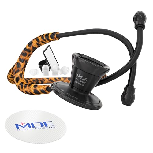 Image of MDF Instruments, Cheetah Blackout ProCardial Cardiology Stethoscope, Limited Edition Mprints, Lightweight Titanium, Adult, Dual Head, Cheetah Tube, Blackout Chestpiece-Headset, MDF797TCTBO