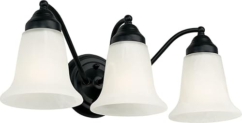 Miniatura 9 de Capital Lighting 1363BB-117 Brady - Soporte de pared de cristal de alabastro sintético, 3 luces, 300 vatios totales, 7 pulgadas de alto x 19 Bronce