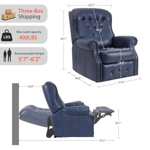Sillón reclinable diseño ergonómico azul marino miniatura 3