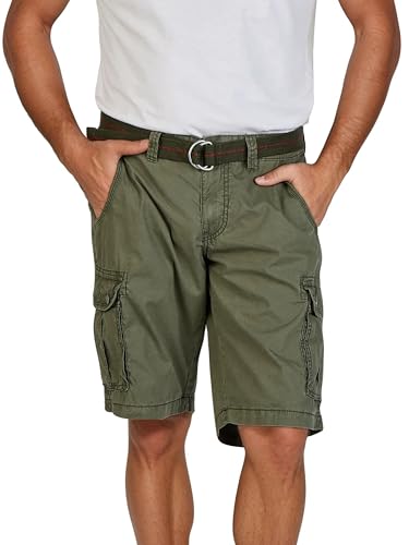 Timezone Cargo Shorts Herren mit Gürtel Regular Fit MaguireTZ Kurze Hosen Cargoshorts Sommer 100% Baumwolle Beige Grau Grün Blau 30 31 32 33 34 36 38 40