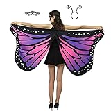 CISMARK Women Butterfly Wings Shawl - Fairy Ladies Cape Halloween Dress Up Costume Accessory(purple)