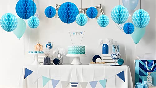 Image of ZOOYOO 12Pcs 6 inch 10 inch Honeycomb Balls Decorations Hanging Tissue Paper Pom poms for Birthday Baby Shower Wedding Engagement Holidays Home Decor(Blue)