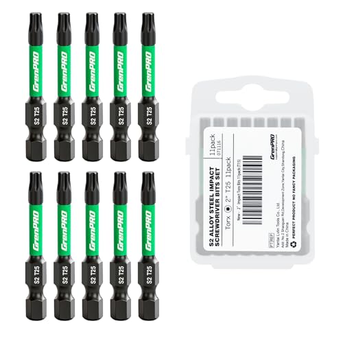 Image of GRENPRO 11Pcs Impact Torx Bits T25, 2 inch S2 Steel Magnetic Screwdriver Bits | CNC Machined Torx Bits, 1 /4 inch Hex Shank Security Star Bits for Impact Drivers, with Storage Box