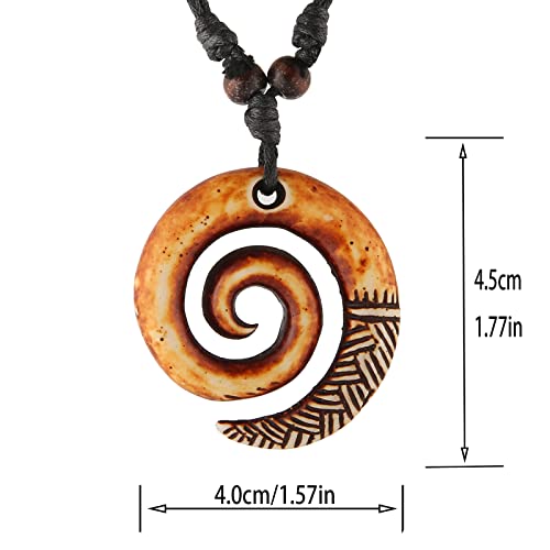 STWTR Pendant Necklace for Men and Women Tribal Style Antique Engraved Spiral Swirl Hook Pendant Necklace2