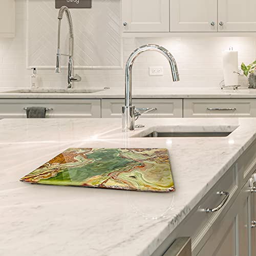 Tabla de cortar rectangular de mármol Multi Green de 16"x12"x0.75" - Superficie para repostería y bandeja para amasar, con bordes hechos a mano y base antideslizante miniatura 4