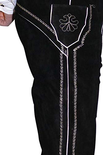 Dirndl Trachten Haus 2-Piece Leather German Oktoberfest Lederhosen Shorts Pants 34 Black #TOP3