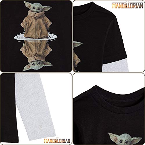 Star Wars Baby Yoda Jongens T-Shirt, De Mandaloriaanse Het Kind Print, Zwart en Grijs Lange Mouw Top voor Kinderen… - Afbeelding 5