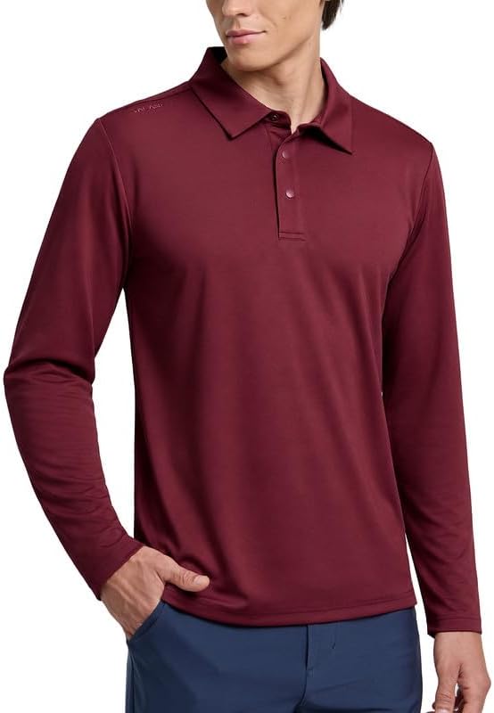 Men's Long Sleeve Golf Polo, Moisture Wicking