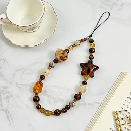 Image of Cute Beaded Camera Wrist Strap for Phone, Digital Camera Charm Lanyard, Pearl Beaded Chain for Bag Keychain Gift