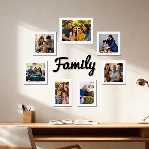 Image of Family Photo Frame Set of 7 for Wall Decor, Wooden Finish Collage Picture Frames for Living Room, Bedroom, Multi-Size Wall Hanging Gallery Frame Set, (4 Sets 4x6, 2 Set 6x4, 1 Set 6x8 Inch)